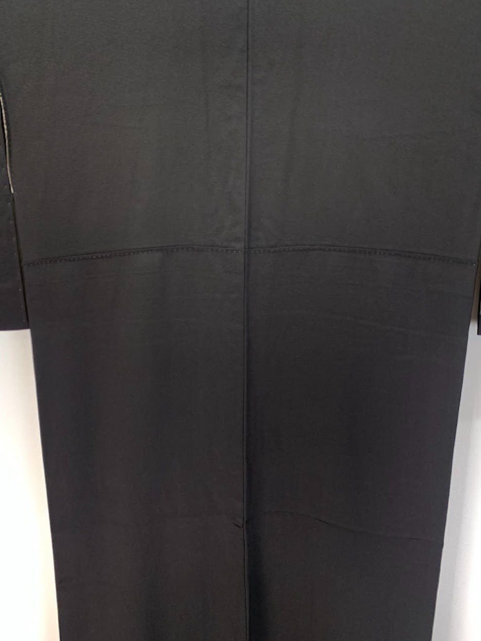 Vintage Japan Silk Kurotomesode Kimono Dress M Black Peony Yuzen Kinsai Gift Fed