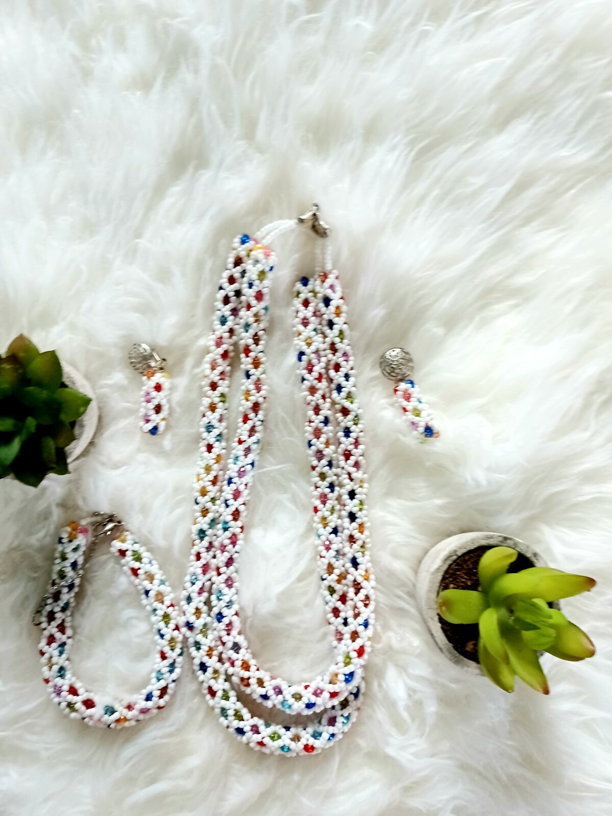 Trendy, versatile and Luxury bead necklace and earrings- Party ready pieces