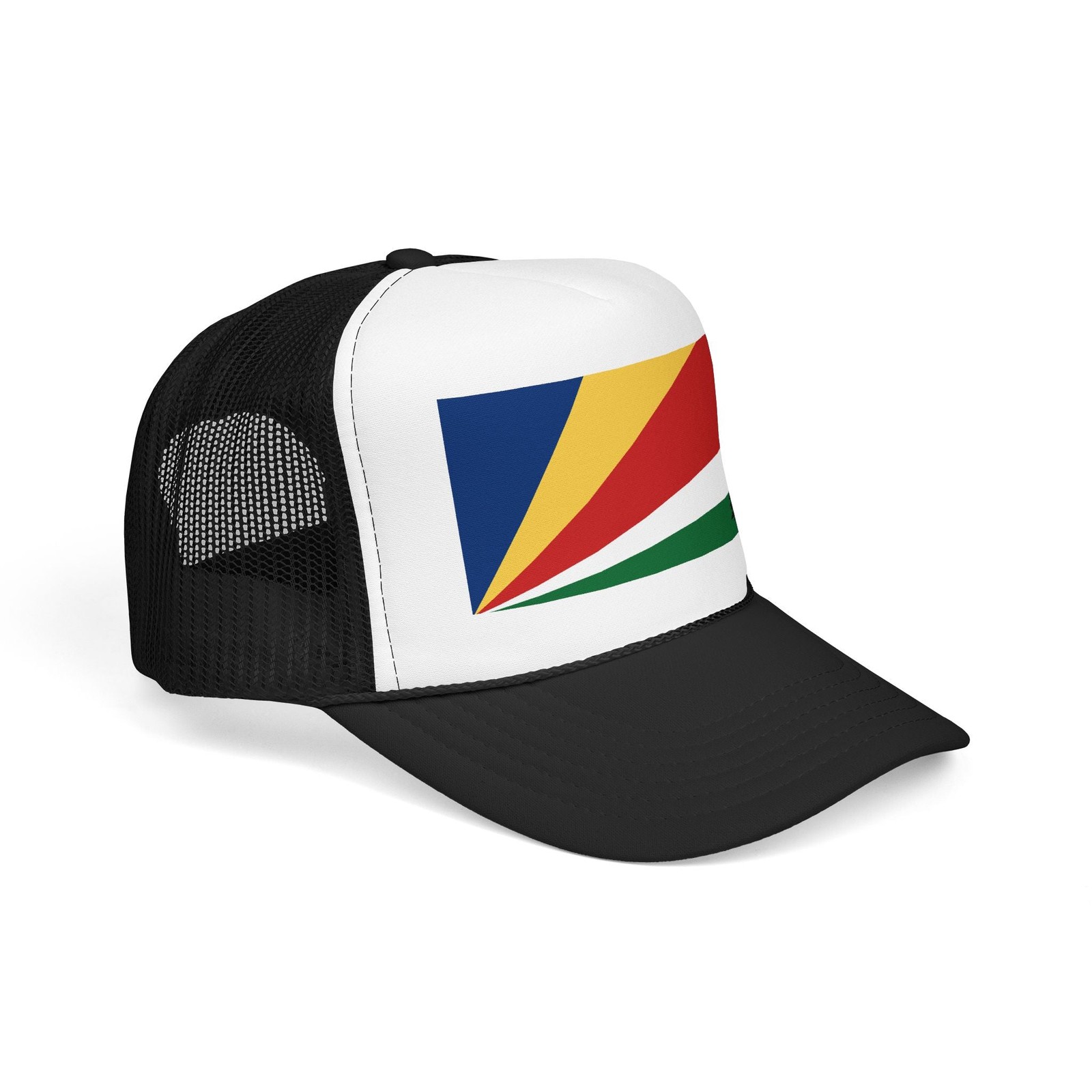 Seychelles Flag Foam Trucker Hat – Seychellois Pride Cap – White / One size