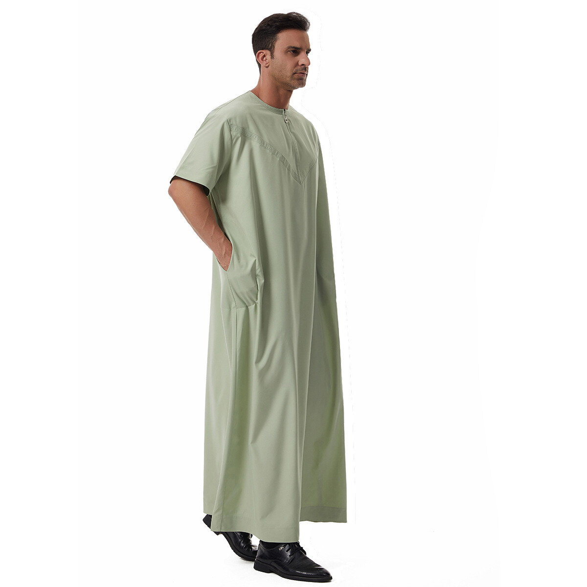 Men Thobe Jubba Thoub Muslim Men Short Sleeve Kaftan Saudi Arab Thoub Dishdasha