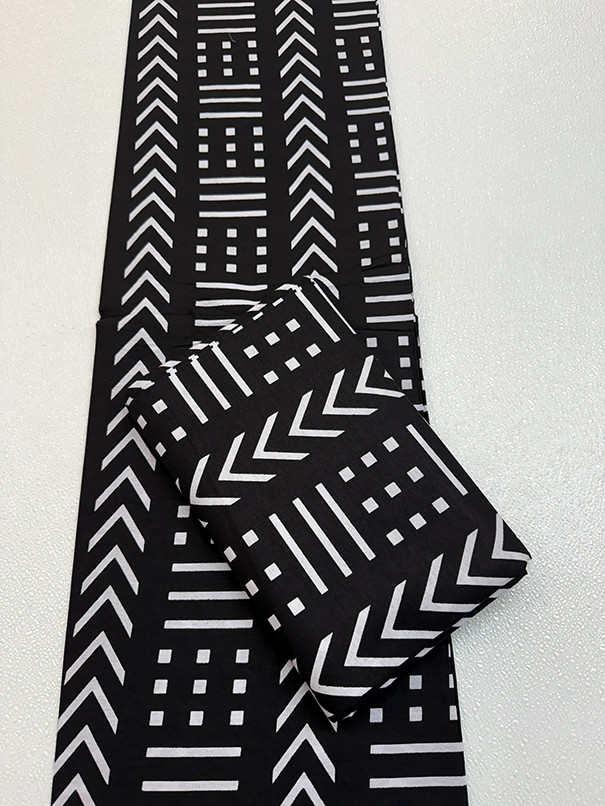 Sell by 3 Yards African Super Quality Wax Prints Mudcloth Design-Black & White