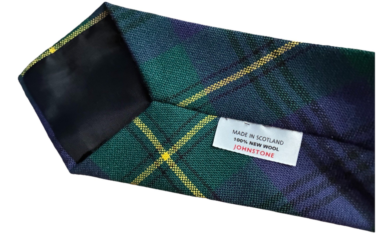 Johnstone Scottish Tartan 100% Wool Necktie Made in Scotland Blue Green Yellow