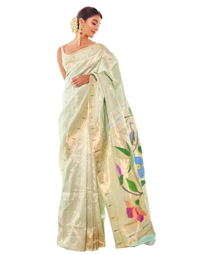 Women’s Paithani Jacquard Tassel Art Silk Saree with Unstitched Blouse Piece