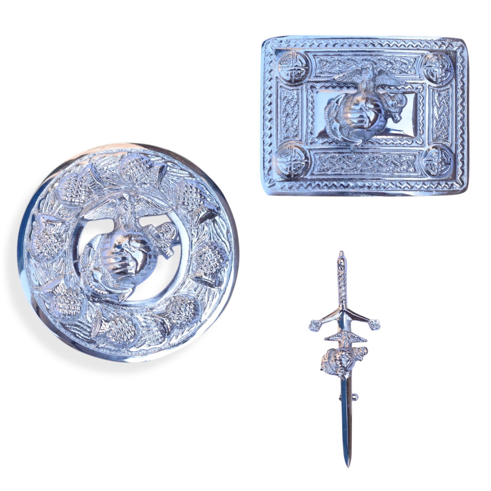 Men’s Scottish US Marian Chrome Kilt Pin, Brooch, Buckle
