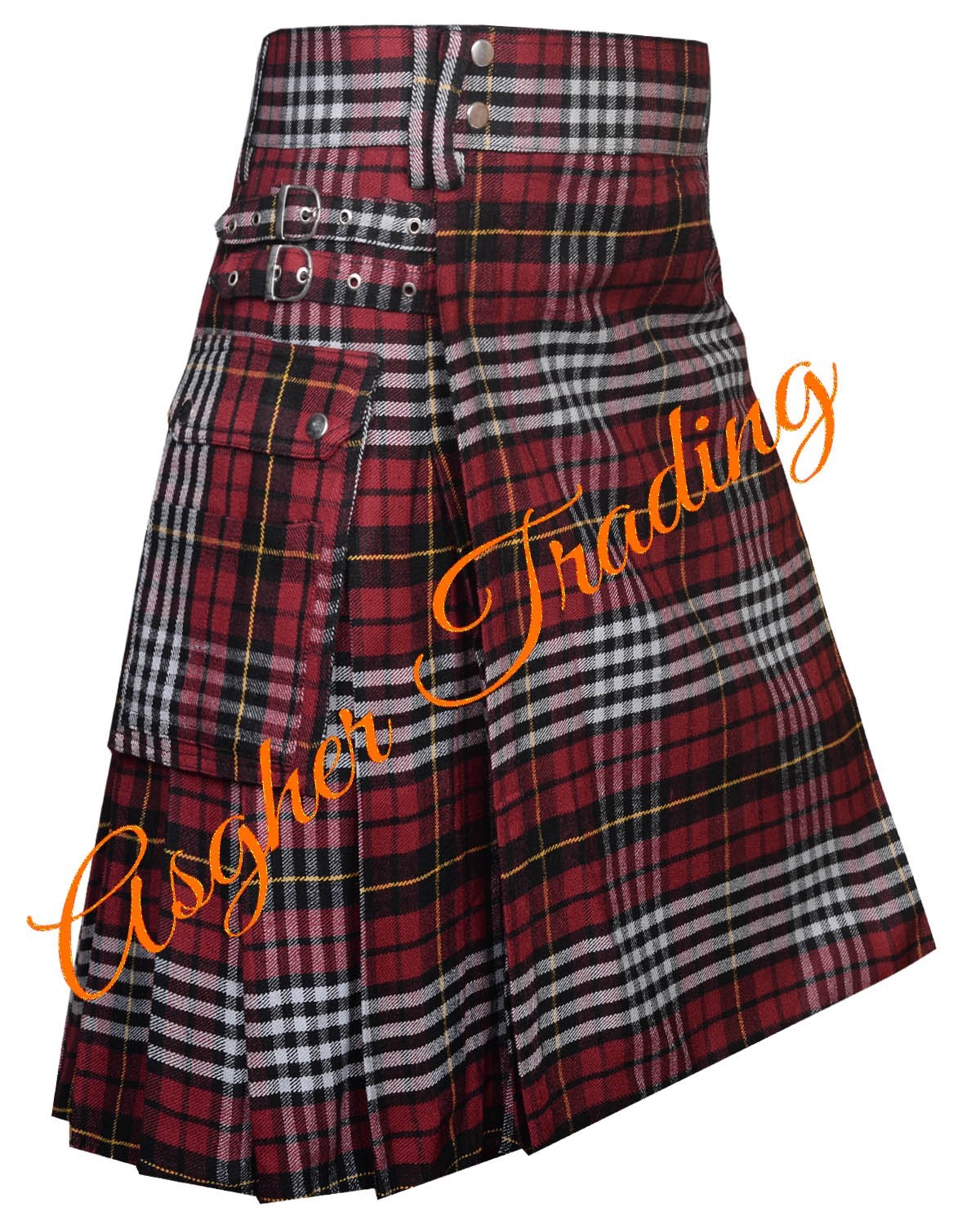 Clan Morton Tartan Utility Kilt, Handmade Highlander Kilts For Men Custom Size