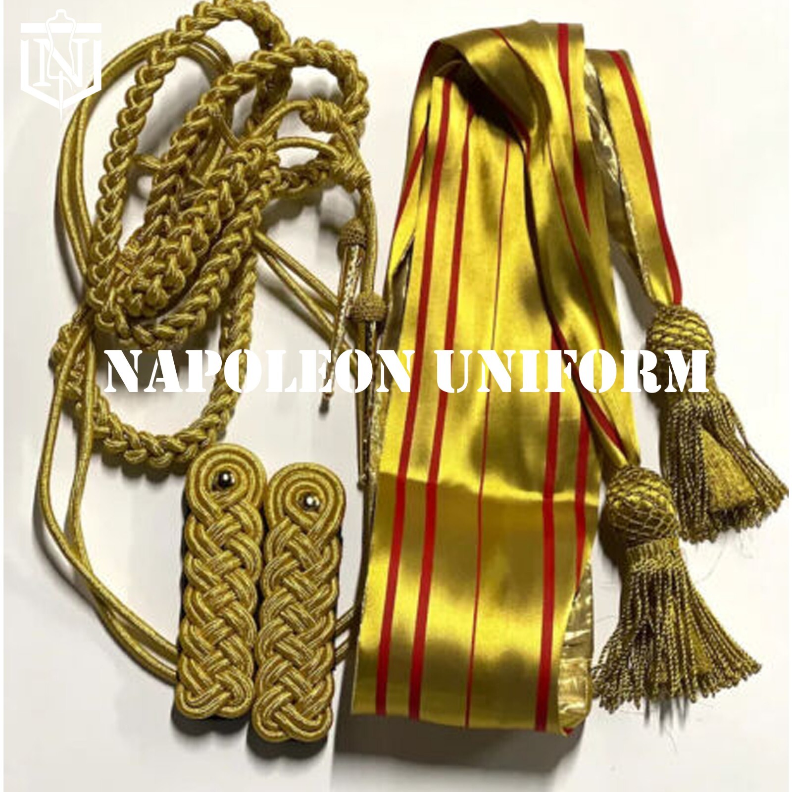New Shoulder Epaulettes & Brass Studs with Waist sash & Full length Aiguillette