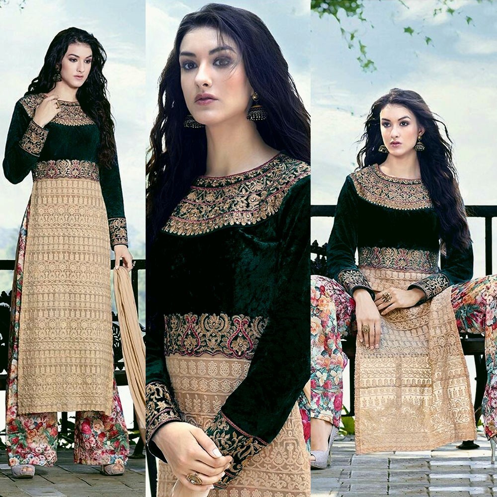 VELVET-GRGT HEAVY EMBR INDIAN PAKISTANI READYMADE LADIES SALWAR KAMEEZ SUIT SNJ
