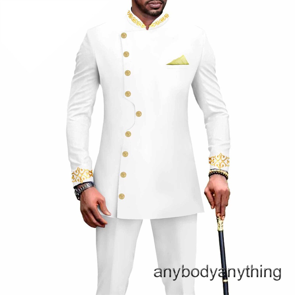 Men’s 2 Piece Set Traditional Shirt and Pants African Set Suit Middle East Suit