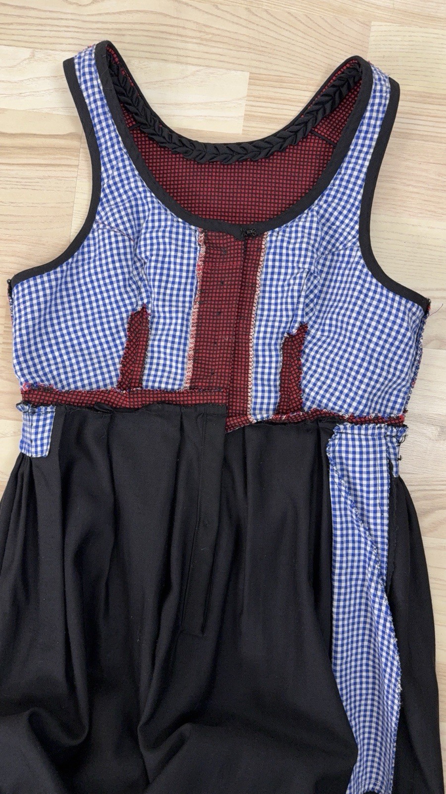 Vintage Wool Dirndl Dress Folk Oktoberfest Handmade Button Detail M