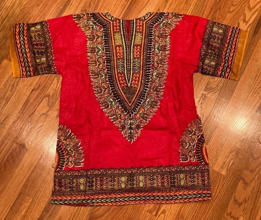 African Dishaki UNISEX Red & Black Size XL