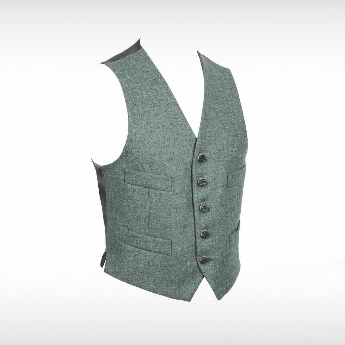 Men’s Lovat Green Argyle Jacket With Waistcoat Wool Highlander Kilt Jacket