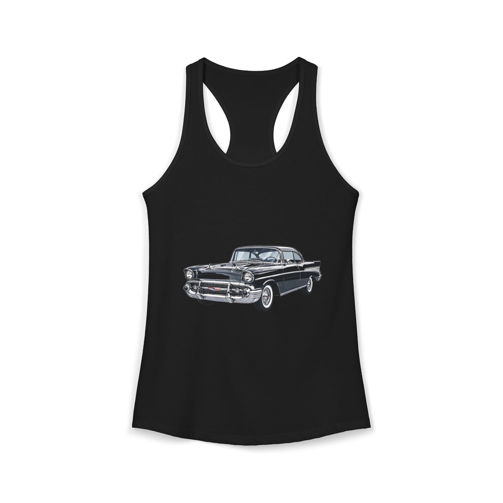 Women’s Classic Car Silhouette Racerback Tank Top Retro Style Made in USA