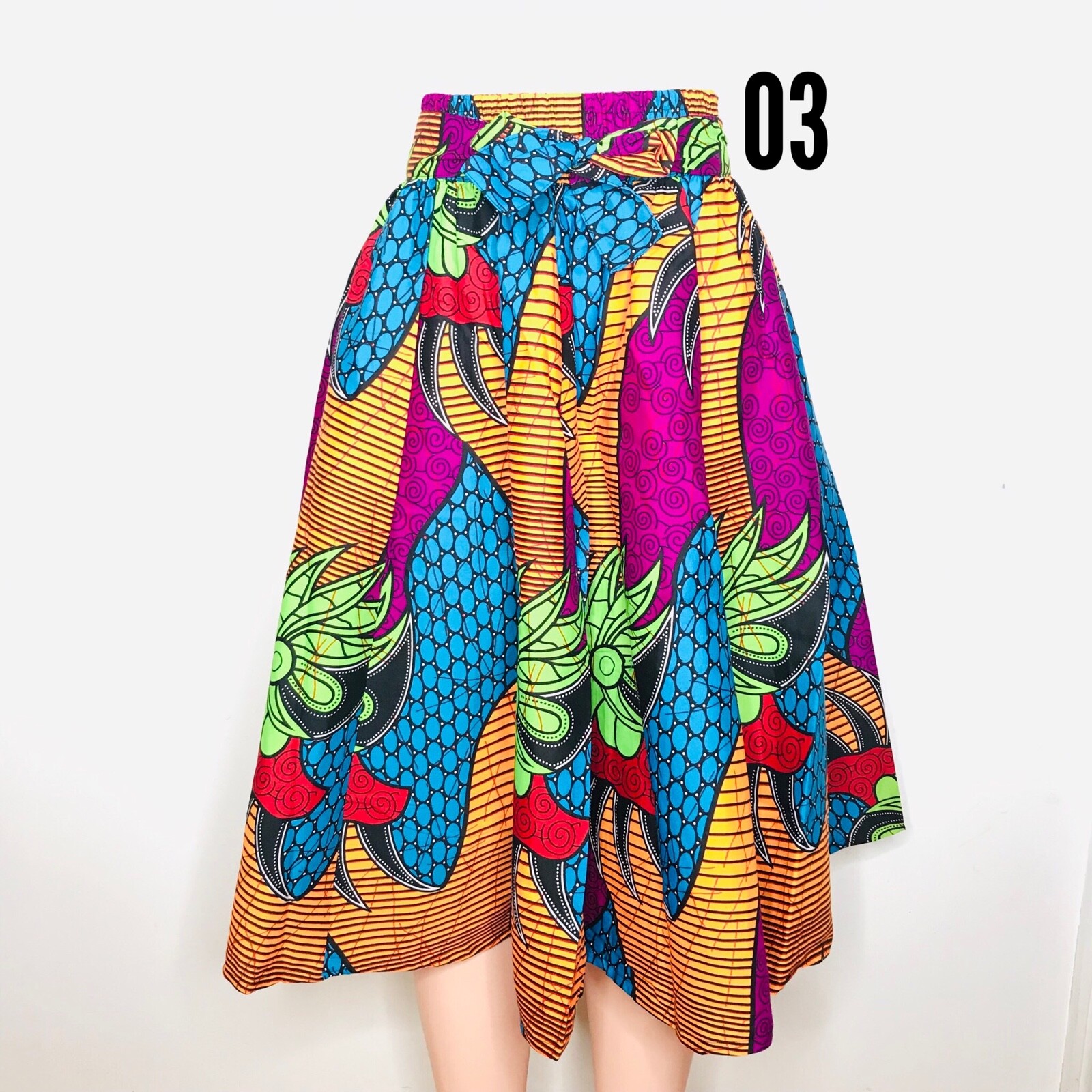 Women’s Printed African Midi Skirt WITH POCKETS One Size + HEADWRAP
