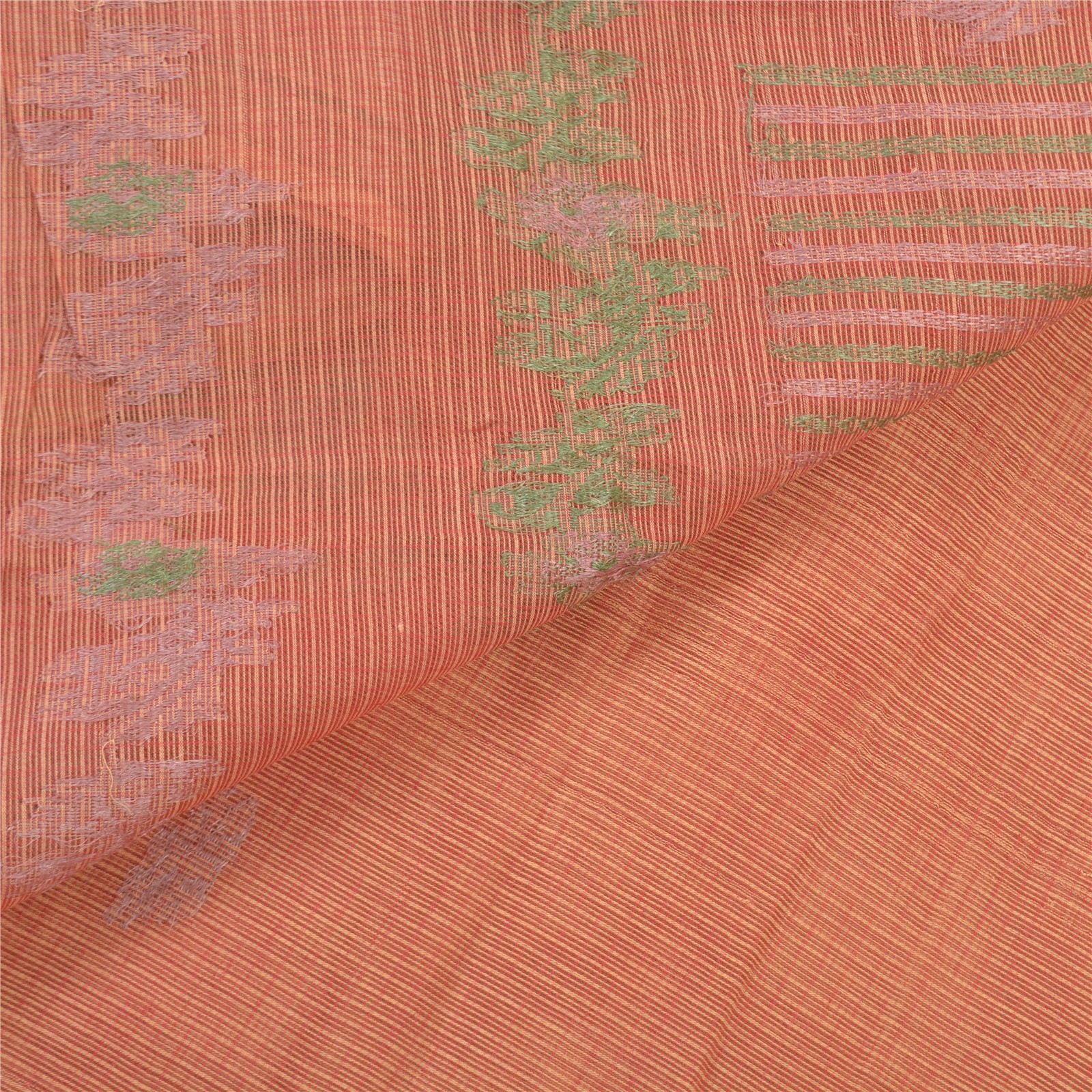 Sanskriti Vintage Sari Pure Cotton Hand Embroidered Woven Kota Sarees Fabric