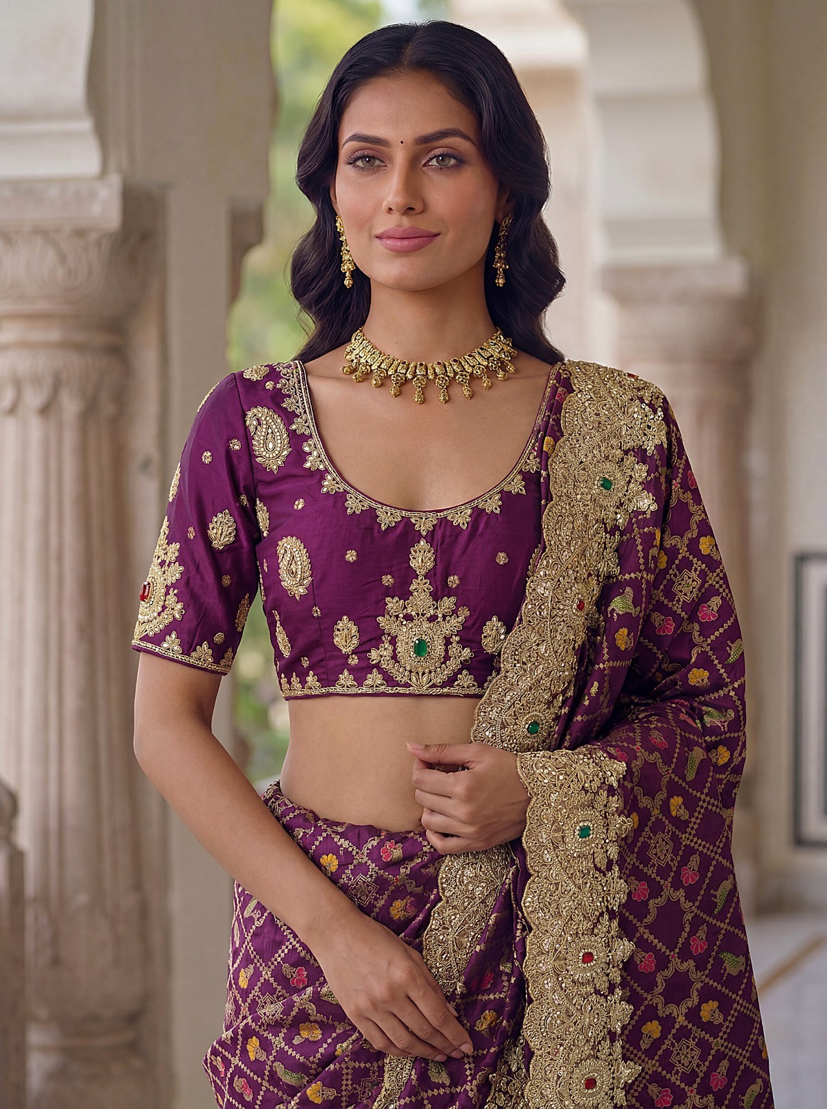 Designer Banarasi Silk Saree Heavy Embroidered Lace Wedding Party Wear