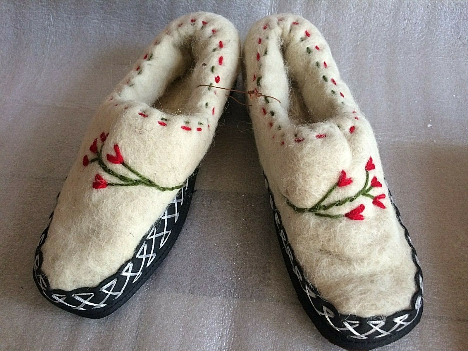 ALBANIA HANDCRAFT FOLK WOOL WOMEN SLIPPERS SHOES SOCKS-LEATHER-PAPUCE-EU NR.43