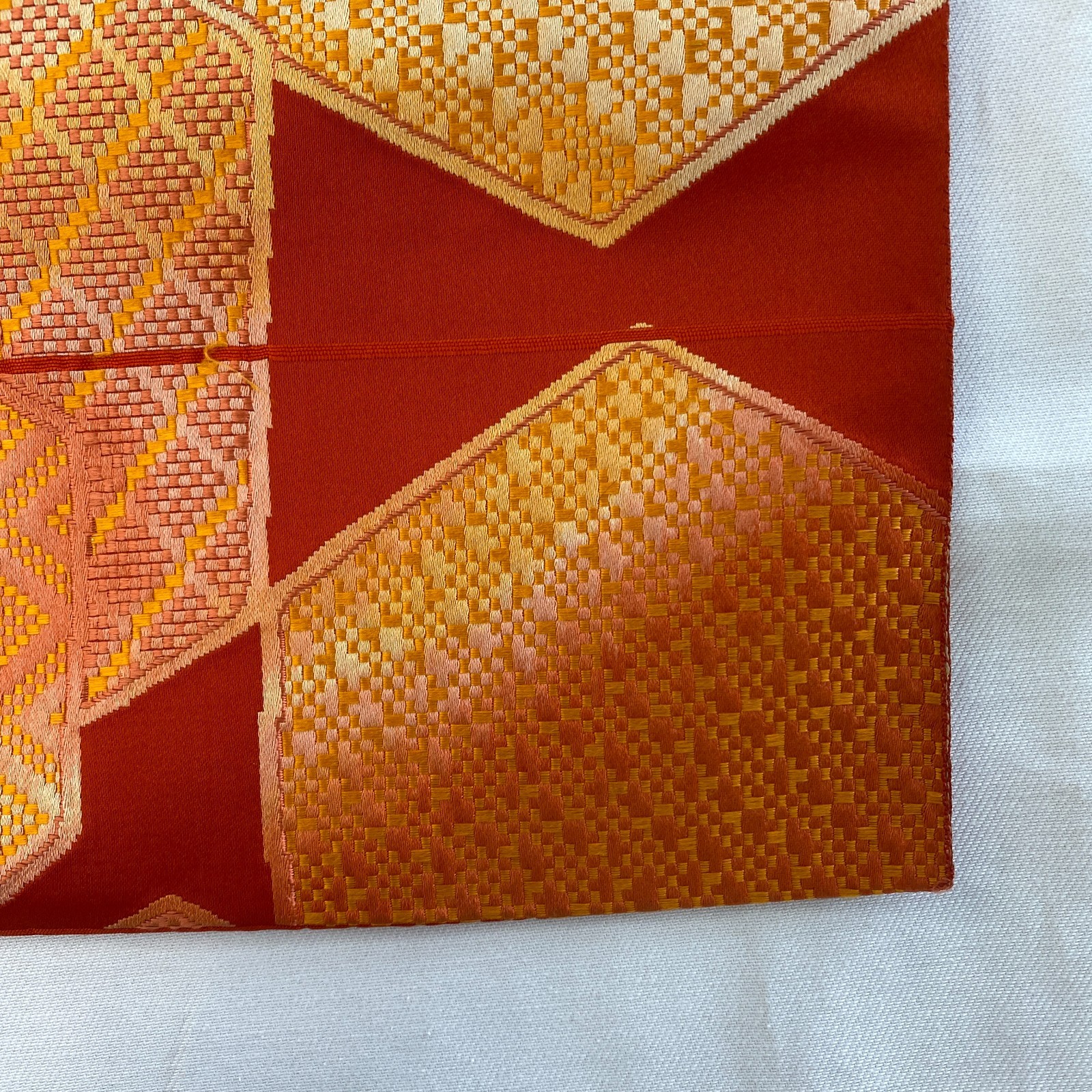 Japanese Vintage Kimono Nagoya Obi Silk Red Traditional Embroidery 139 x 11 in
