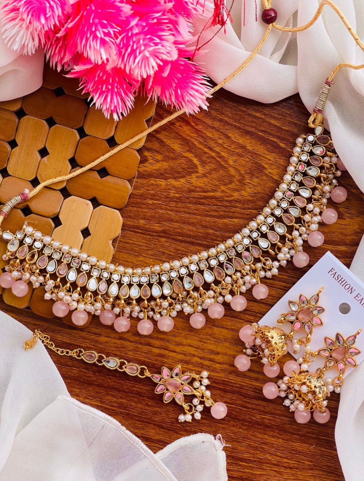Pakistani/Indian Kundan Designer Jewelry Set Jhumka earrings Tikka