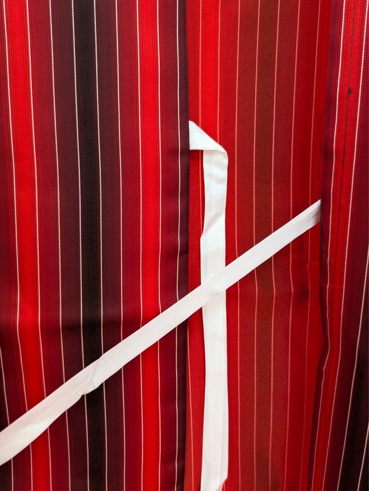 Vintage Japanese Kimono Rain Coat Red Black Vertical Stripes Water Repellent