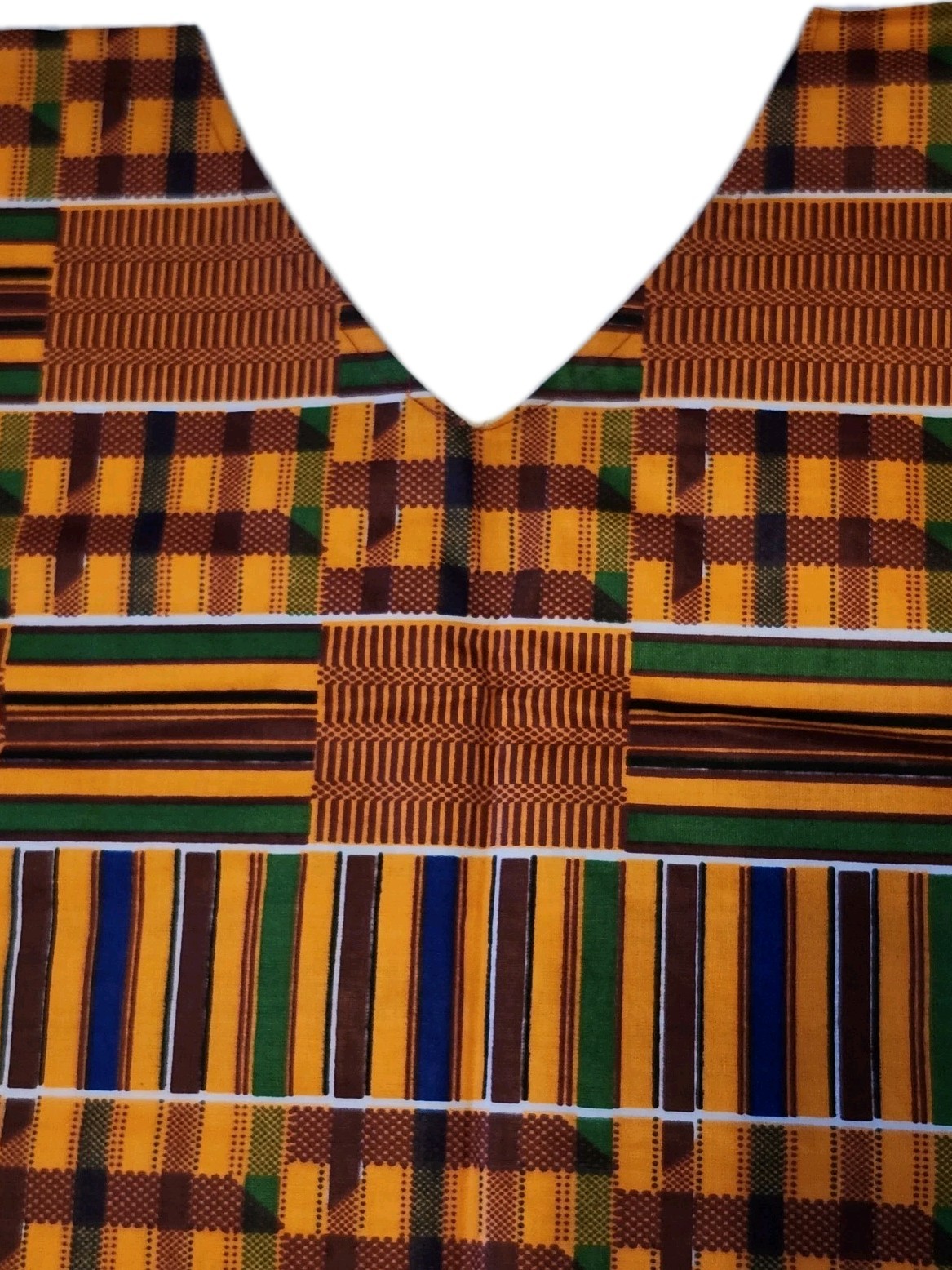 Vintage African Java Wax Cloth Kente Pattern Dashiki Shirt Traditional Ethnic
