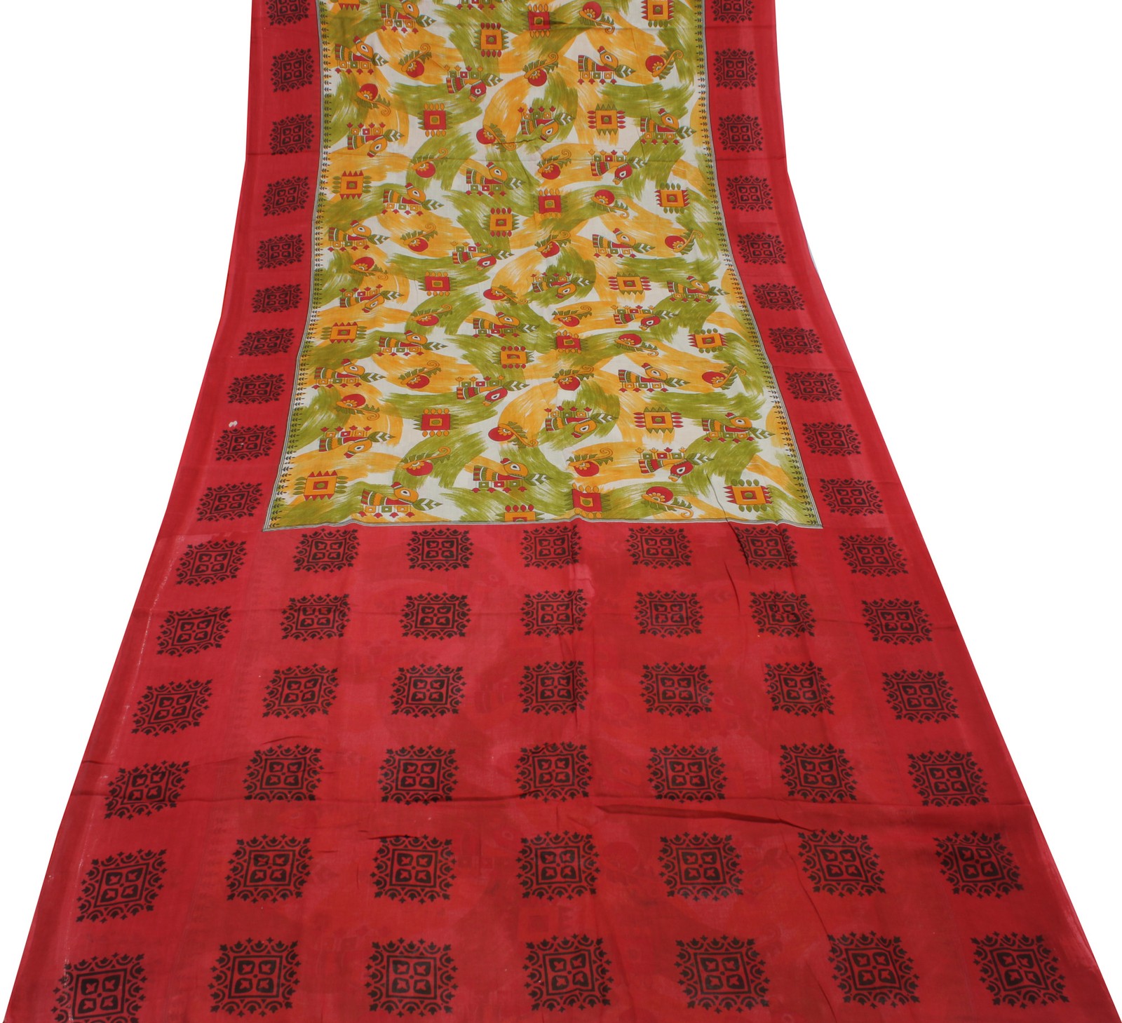 Sushila Vintage Multi-Color Sari Pure Cotton Printed Animal Soft Craft Fabric