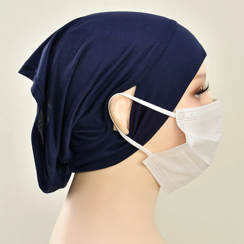 Jersey Cotton Muslim Women Under Hijab Cap With Ear Hole Inner Hijab Cap