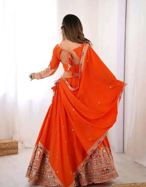 Ready To Wear Chanderi Silk Lehenga Choli Set Embroidered Wedding PartyWear