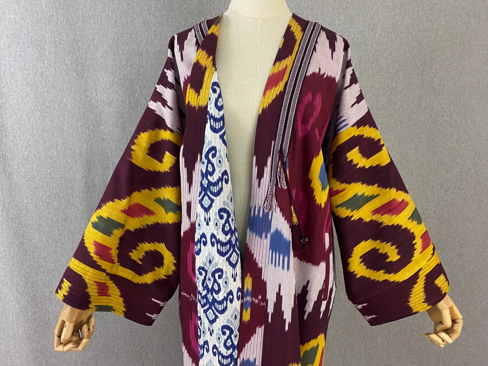 Uzbek Ikat Chapan Handmade Cotton Kimono Kaftan Boho Jacket Robe Festival Coat