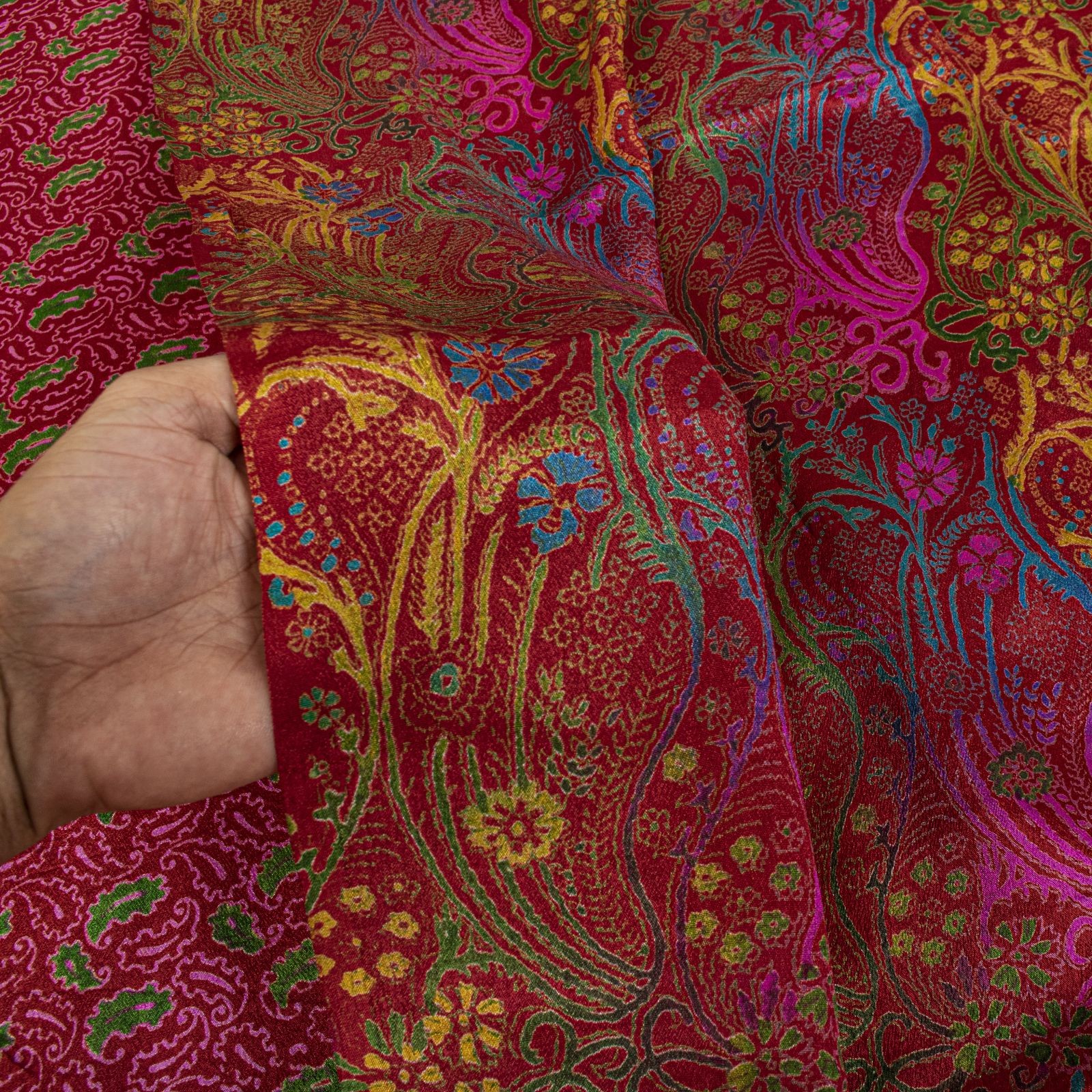 Sanskriti Vintage Maroon Pure Silk Saree Paisley Print Sari 5+Yard Fabric Craft