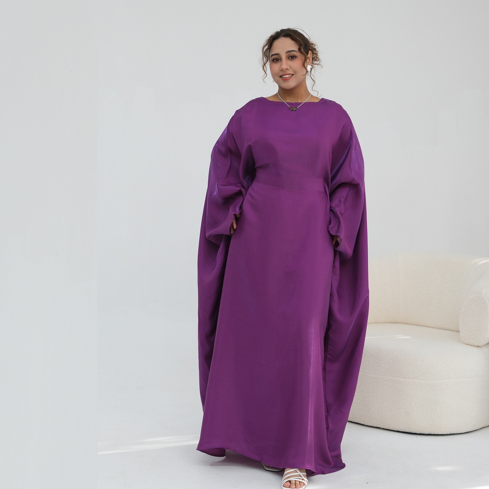 Elegant Abaya Women Muslim Batwing Sleeve Maxi Dress Turkey Kaftan Long Robes