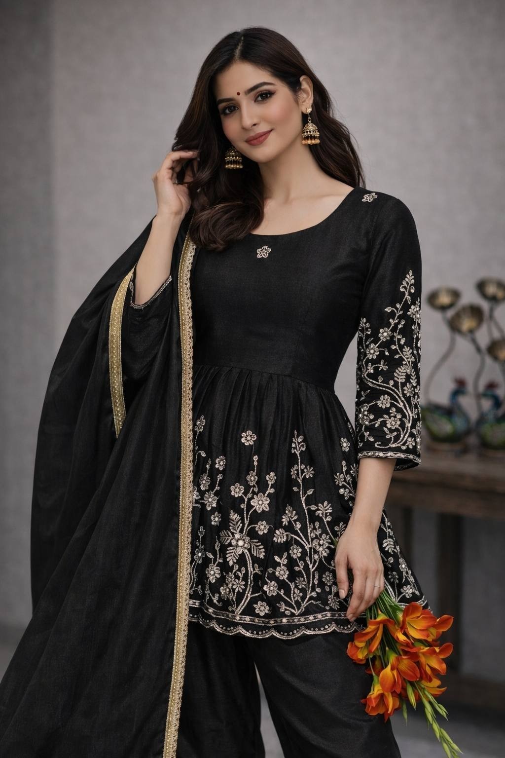 Premium Pakistani Salwar Kameez Set Heavy Chinon Silk Embroidered Suit Party