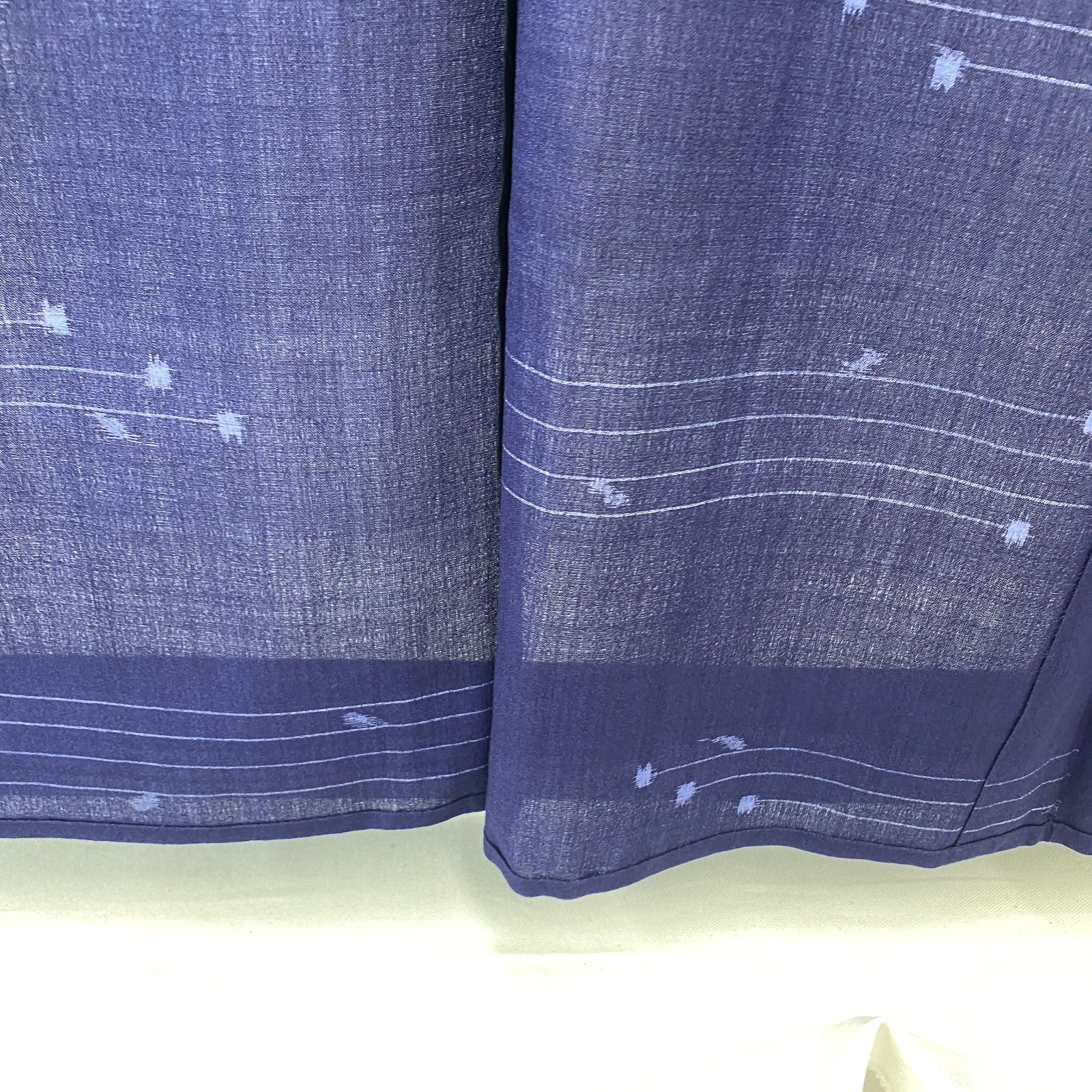 Japanese Vintage Kimono Polyester Blue No Lining Seethrough Length 61 in