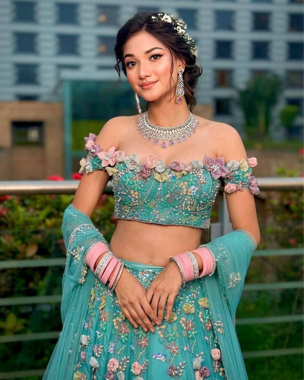 Designer Flower Work & Embroidery Sequins Work Lehenga Party Wear Lehenga Choli