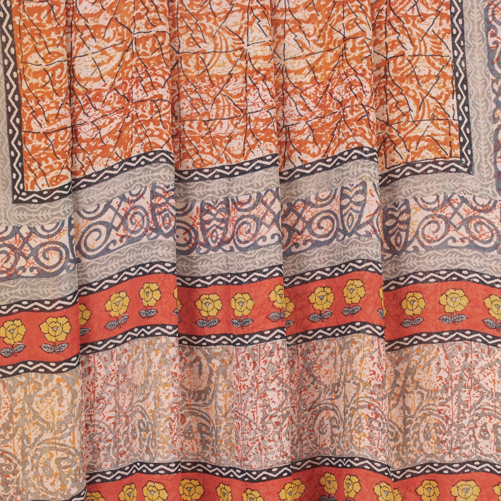 Sanskriti Vintage Sarees Hand Block Printed Pure Georgette Sari 5Yd Craft Fabric