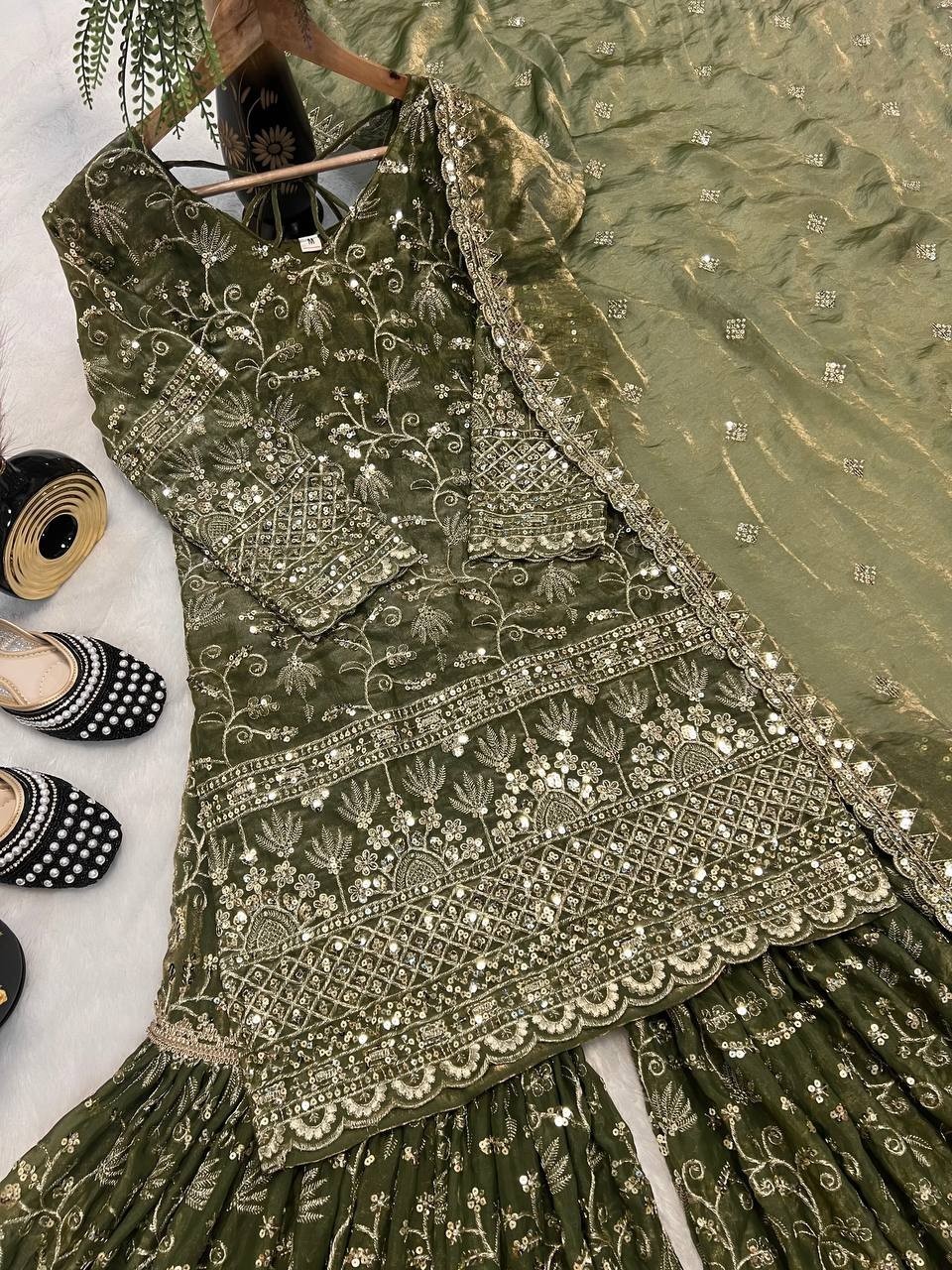 Salwar Ready To Wear Fancy Mahanadi Color Palazzo Suit Party Bollywood Wedding