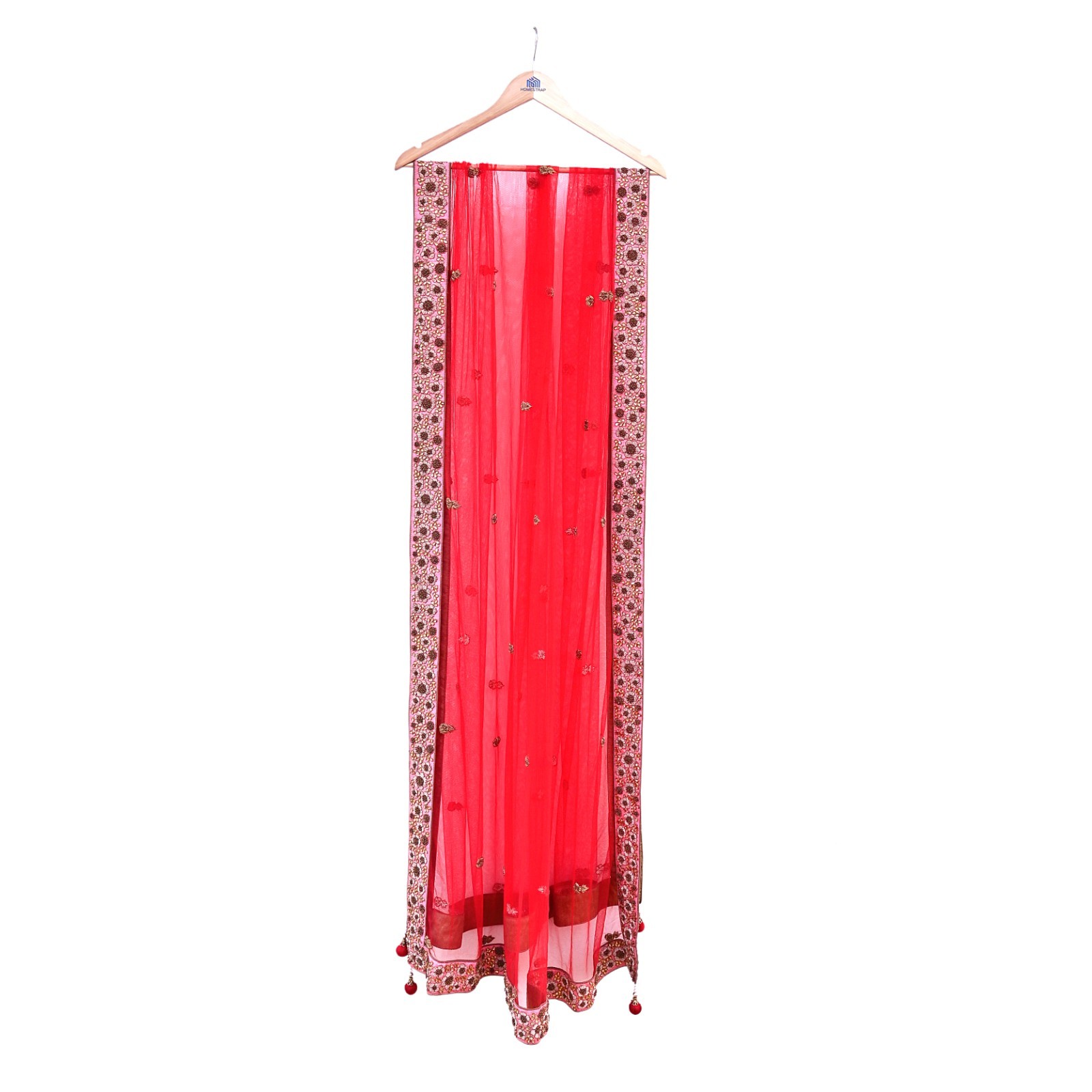 Indian Heavy Pink Red Raw Silk & Net Hand Embroidered Designer Lehenga 3pcs Set