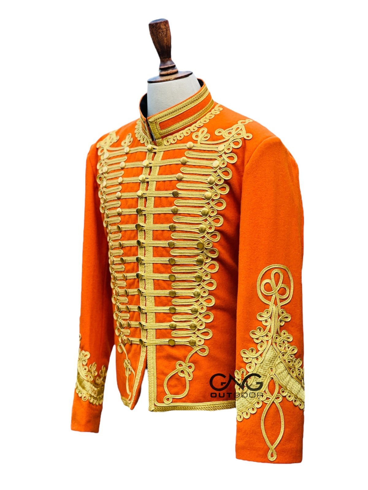 Orange Napoleonic Hussar Wool Military uniform jacket Handmade Scottish jacket