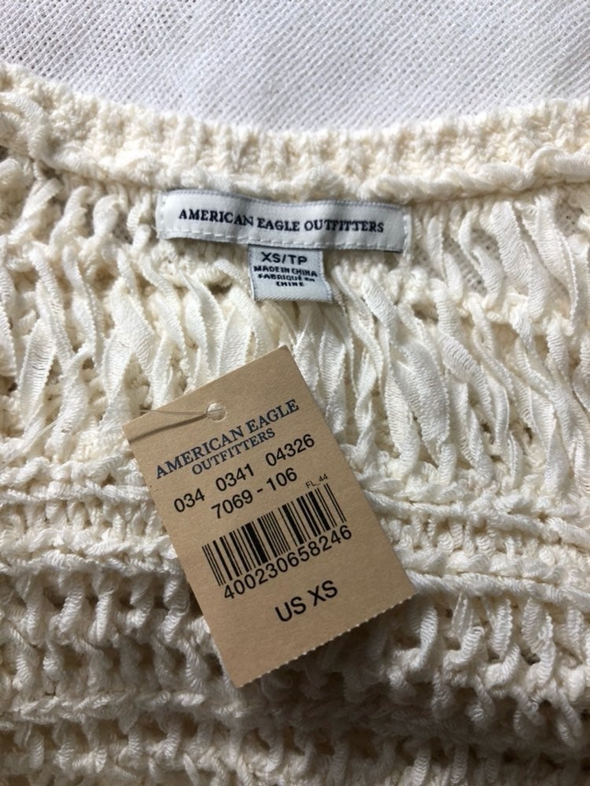 AEO Crochet Cream Tank Top Sz: XS Boho Festival American Eagle