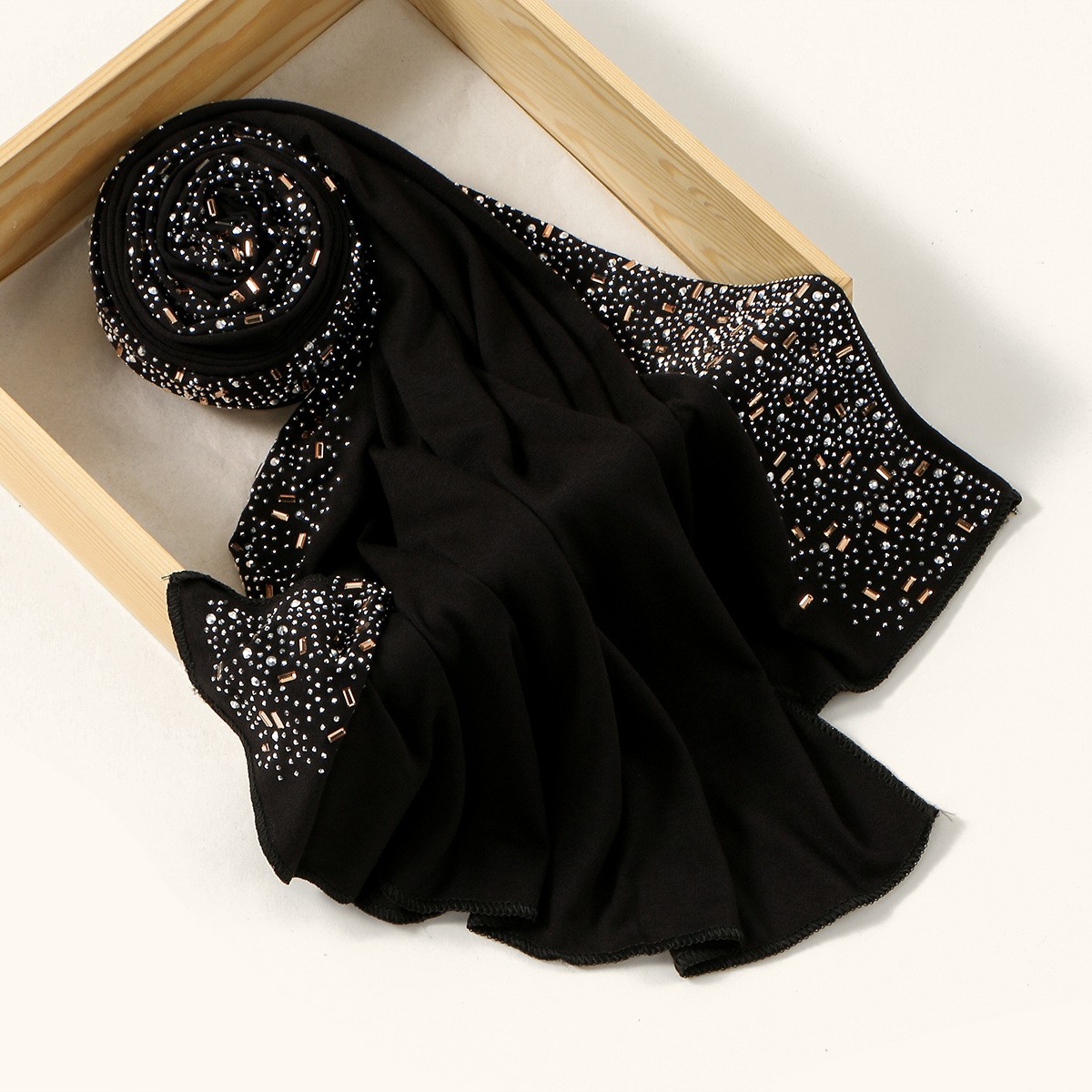 Dubai Women Hijab Shawl Long Scarf Elegant Malaysia Solid Color Diamond Scarves