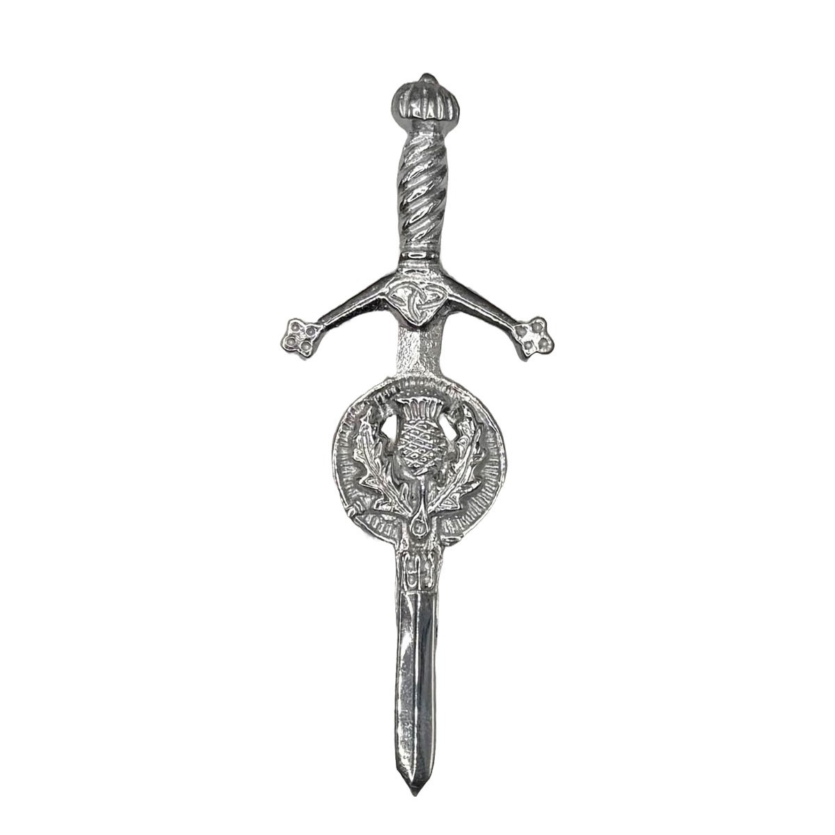 AAR Celtic Kilt Pin with Thistle Badge Design Chrome Finish
