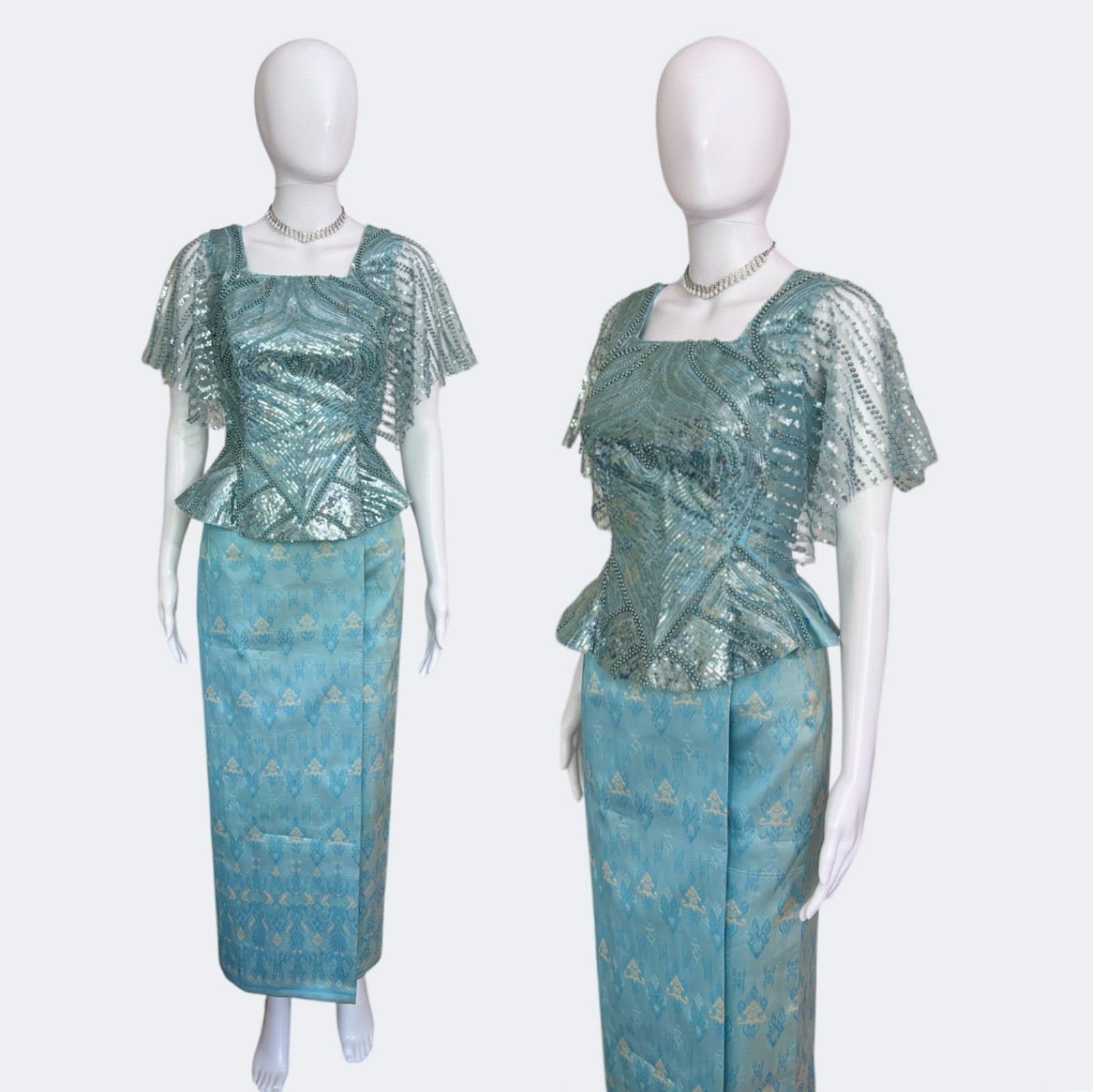 Khmer Traditional Outfit / Cambodian Clothes – 2 Piece, Khmer Shirt & Skirt