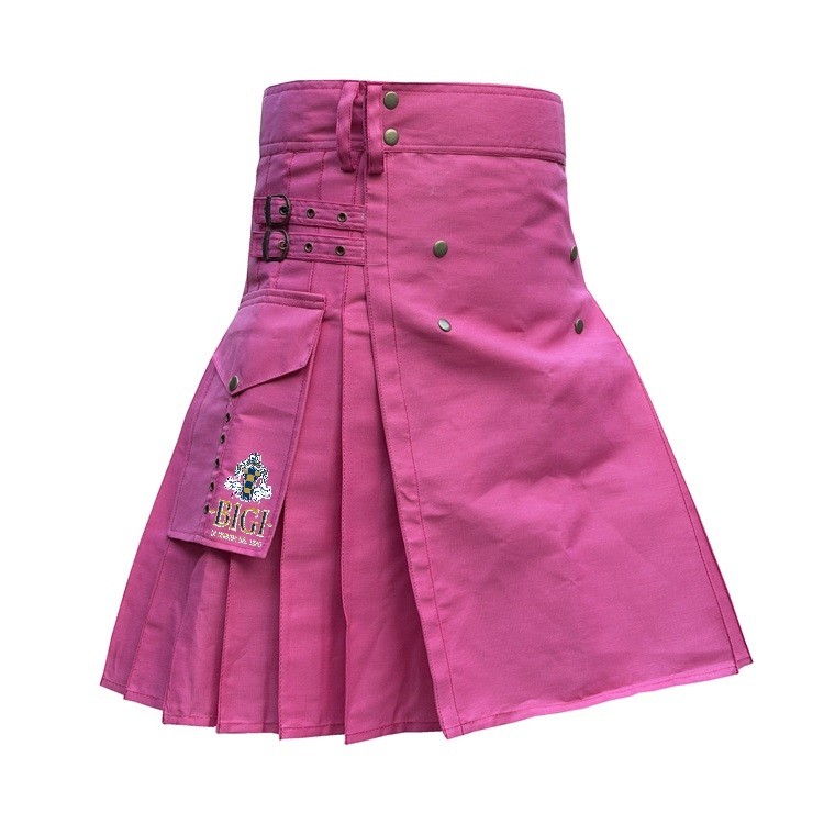 Men’s pink Scottish utility kilt modern fashion Highland kilt size 28″ – 62″
