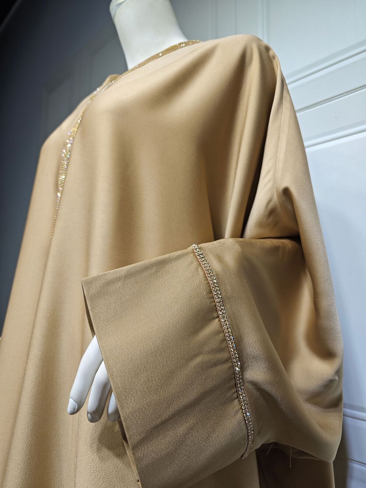Versatile Dress Bat Sleeves Rhinestones Inlaid Fashion Women Arab Robe Abaya