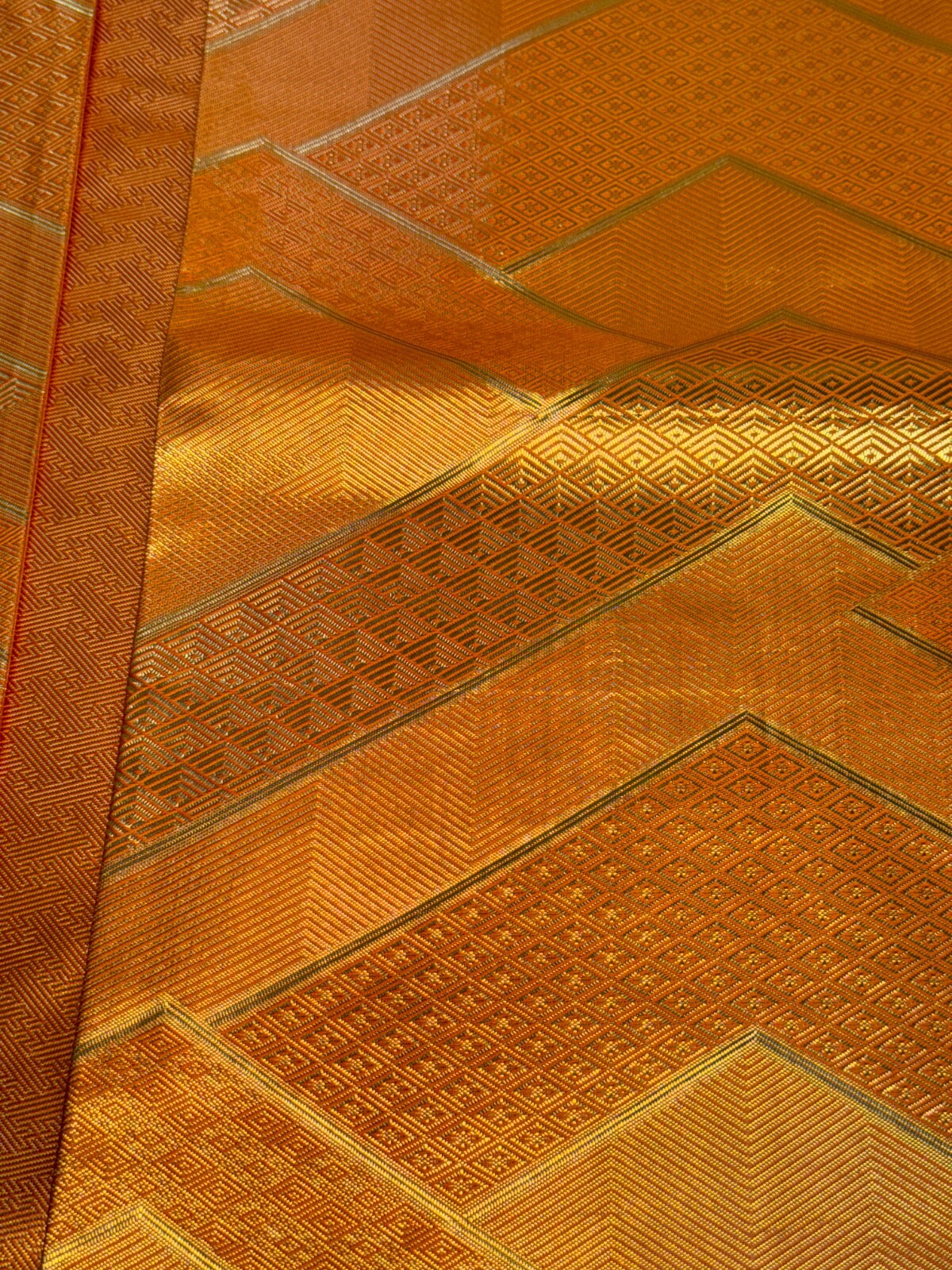 Japanese Vintage Kimono Fukuro Obi silk orange expensive tradition 170×12.2in