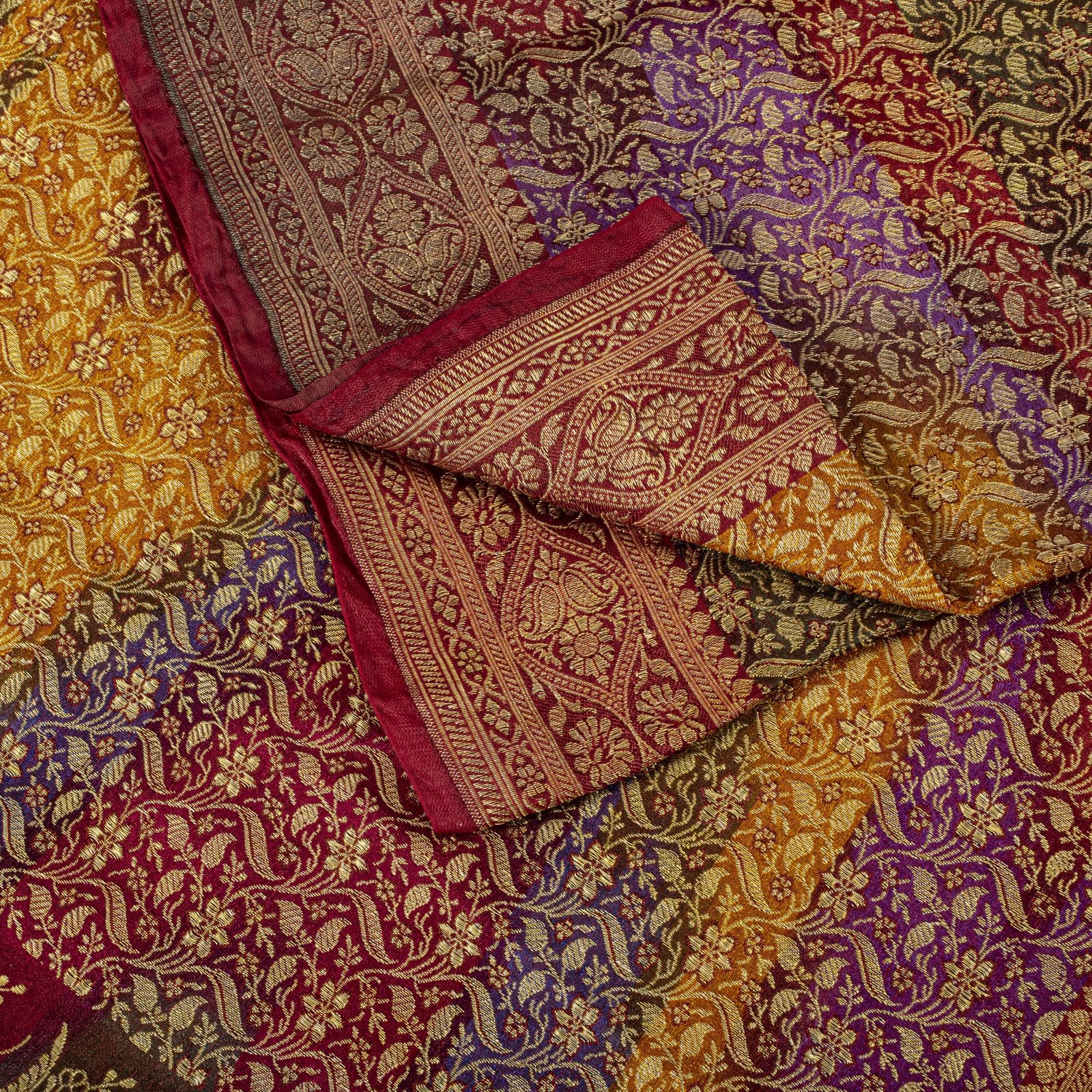 Sanskriti Vintage Multicolor Blend Silk Saree Rangkat Banarasi Brocade Zari Sari
