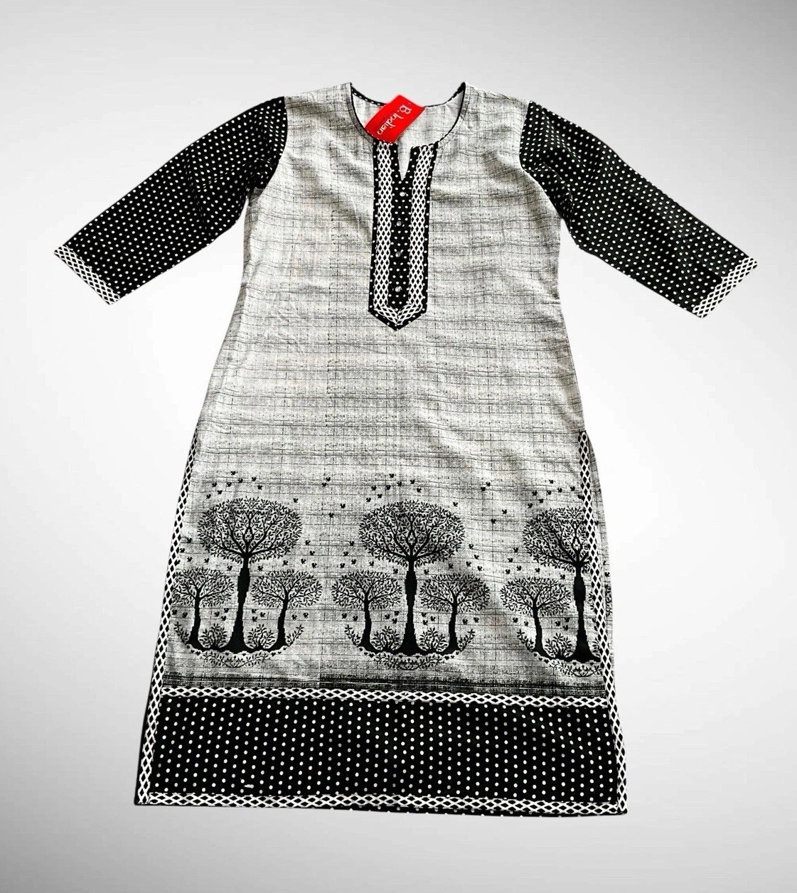 NWT B. Indian Women’s Long Printed Kurta 3/4-Sleeves, Size M
