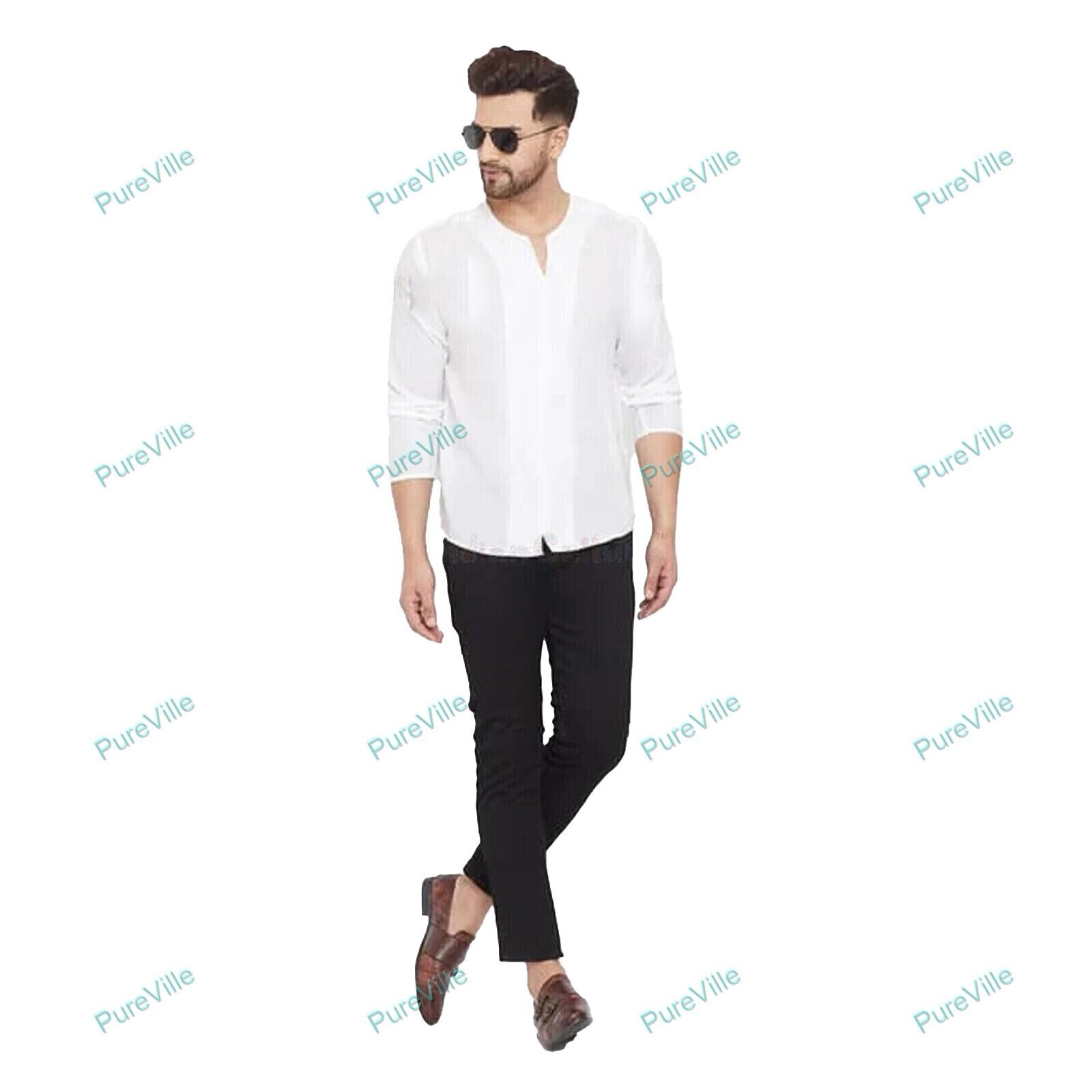 Mens Kurta Traditional Mens Shirt Long Sleeve Custom Bollywood Casual shirt kurt