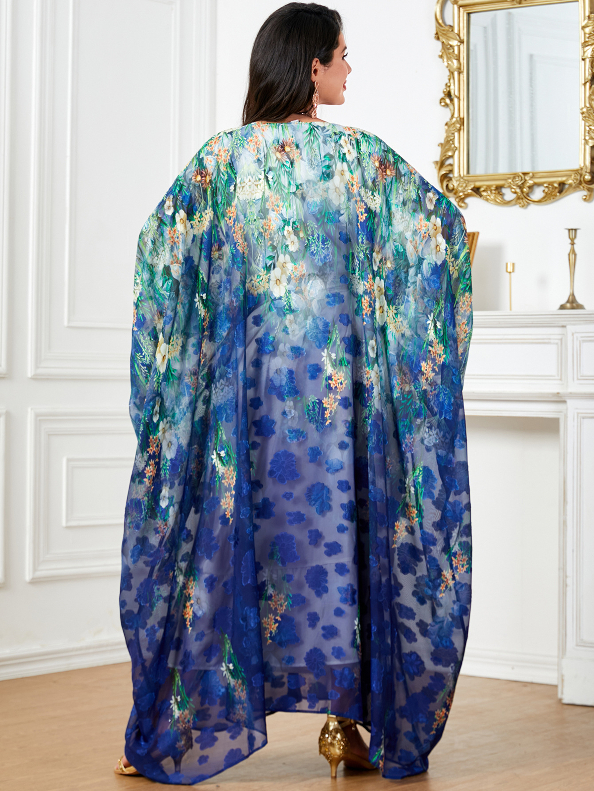 Woman Printing Loose Dress For Muslim Long Robe Traditional Clothing Middle East