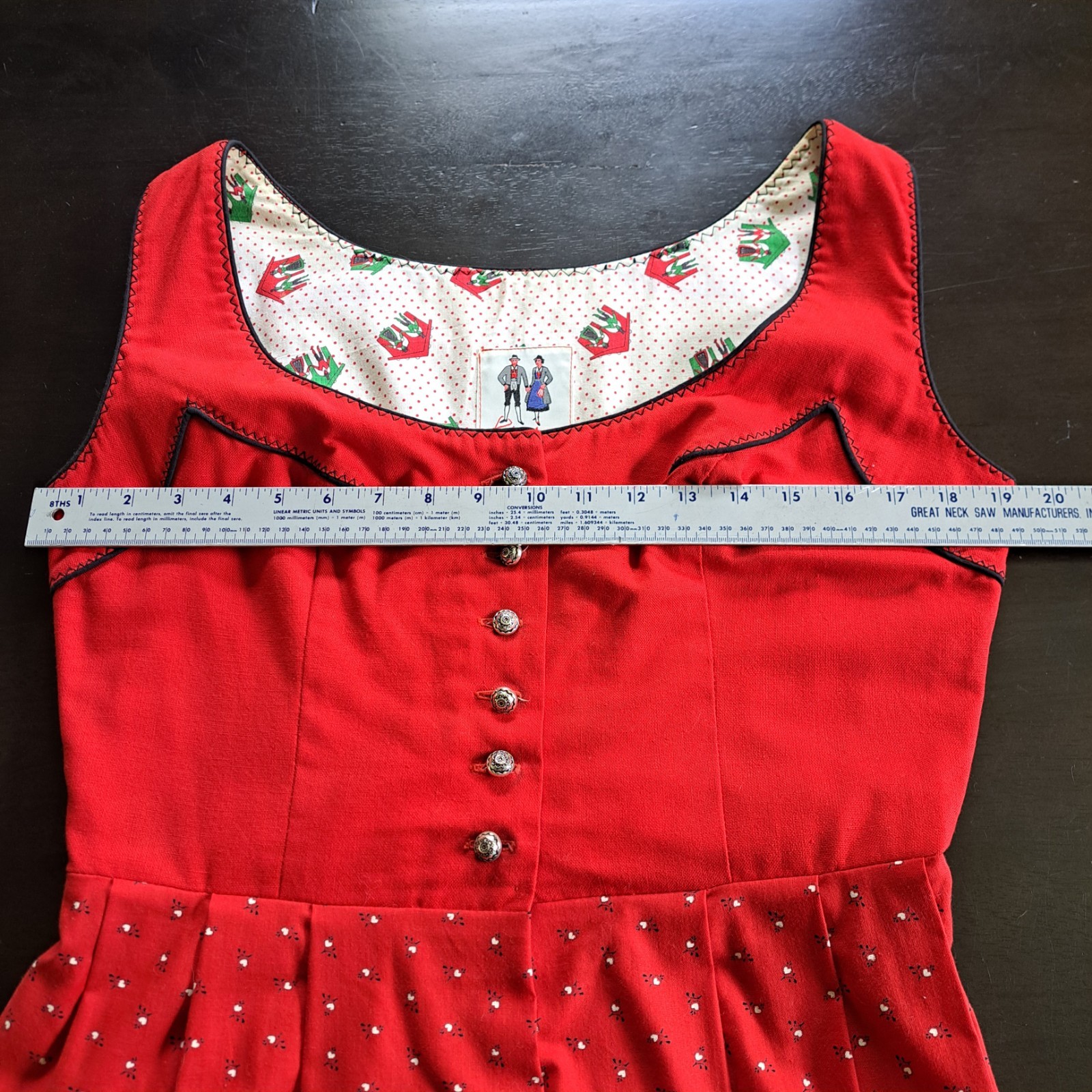 Vtg Lodenbaur Dirndls Dress Sz 46 Trylolean Bavarian Innsbruck Austria Red Boho
