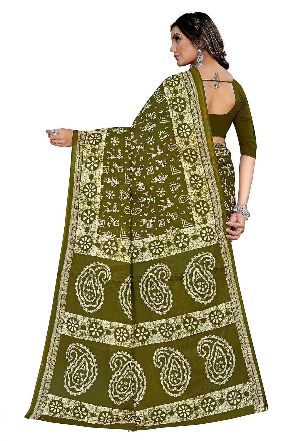 Women’s Plain Weave Pure Cotton Saree Without Blouse Piece